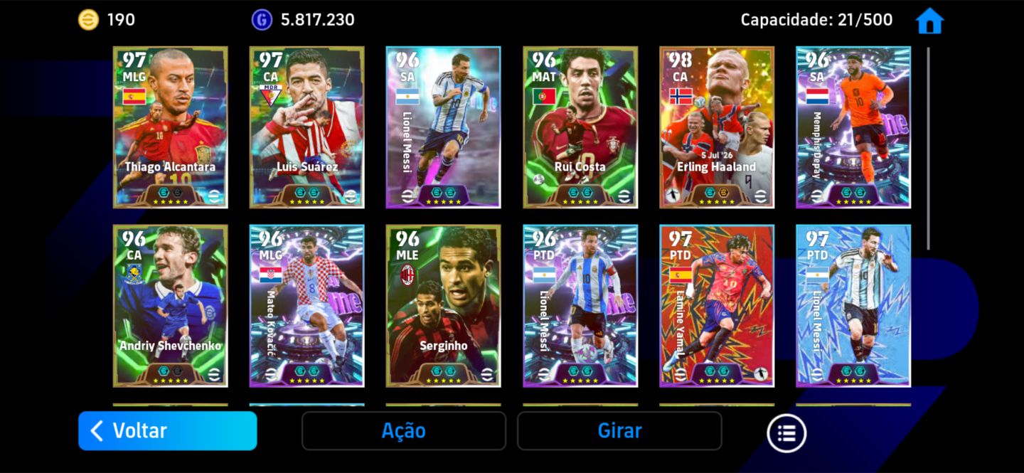 Conta eFootball Mobile|Força 3159|Beckenbauer Costacurta Neymar Santos + 5.8M GP