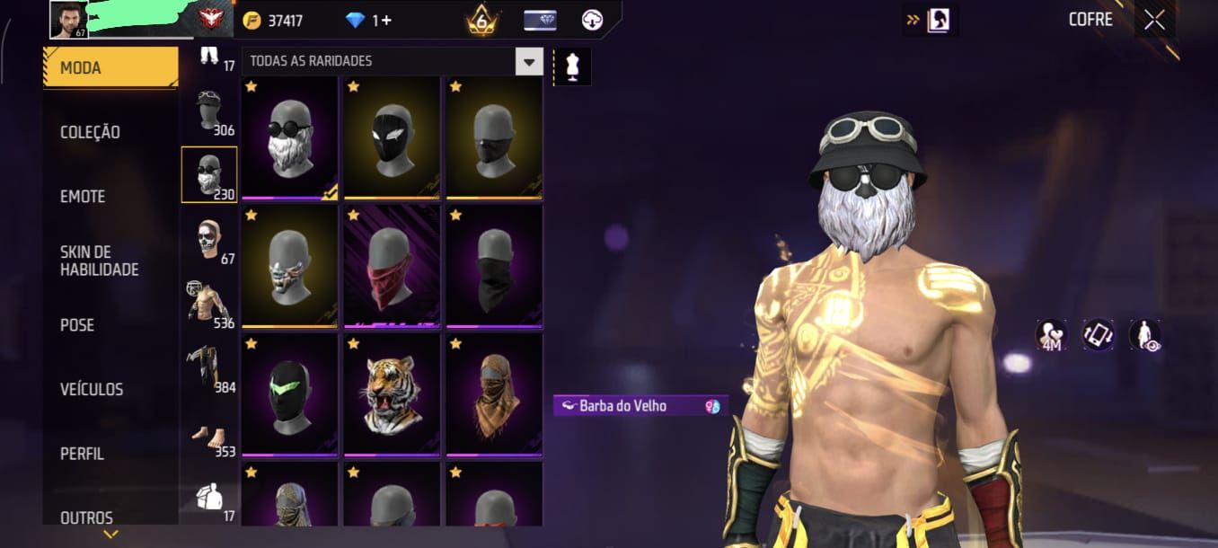 Conta de ff prime 6 muito gemada, com muitas coisas.