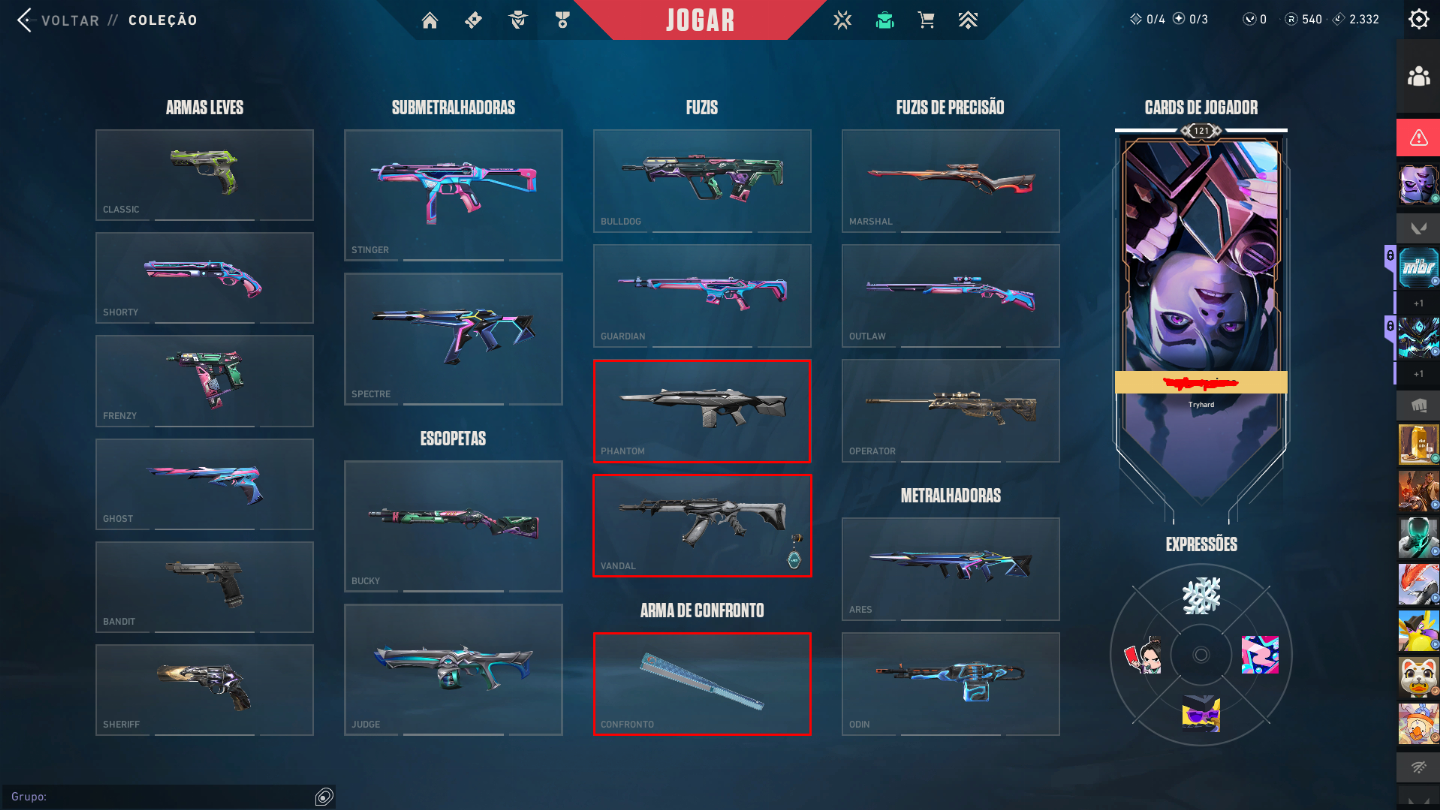 CONTA DE VALORANT COM SKINS, VANDAL, FACA, PHANTOM, 4 PASSES COMPLETOS, SMURF