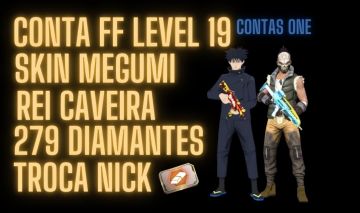 CONTA FREE FIRE LVL 19 MESTRE BR| MEGUMI |REI CAVEIRA |279 DIMAS E TROCA NICK