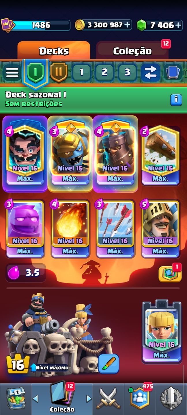 Conta Clash Royale(+9anos) +14k Troféus - 3,3 milhões em ouro - 7,4k de gemas