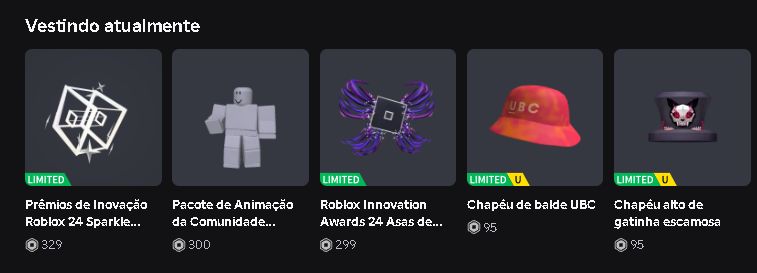 Conta de roblox upada em alguns jogos com bastante dinheiro gasto
