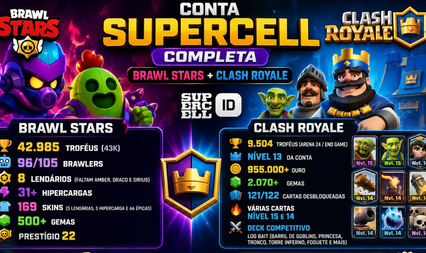 CONTA BRAWL STARS COMPLETA | BRAWL STARS + CLASH ROYALE