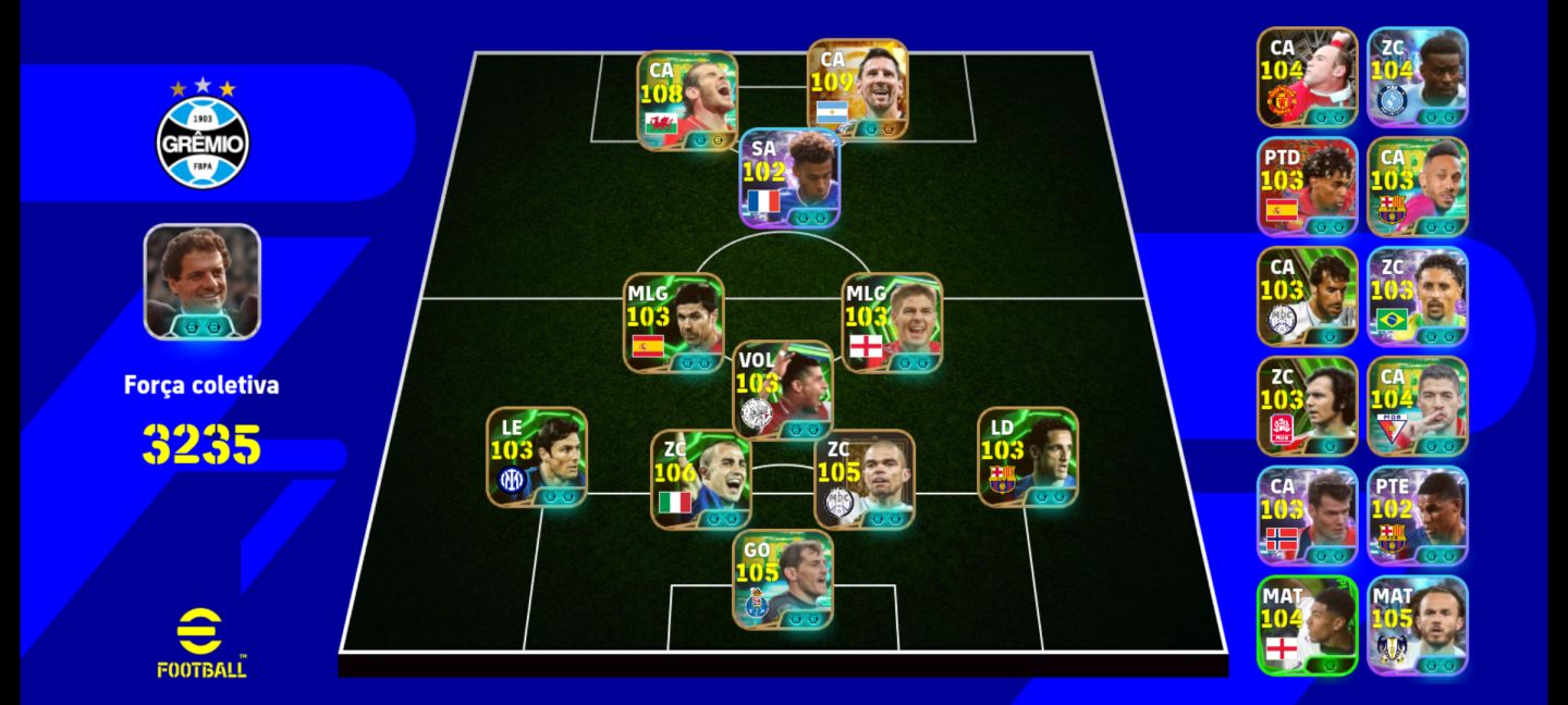 Conta de efootball mobile com o novo Bale e Messi 111