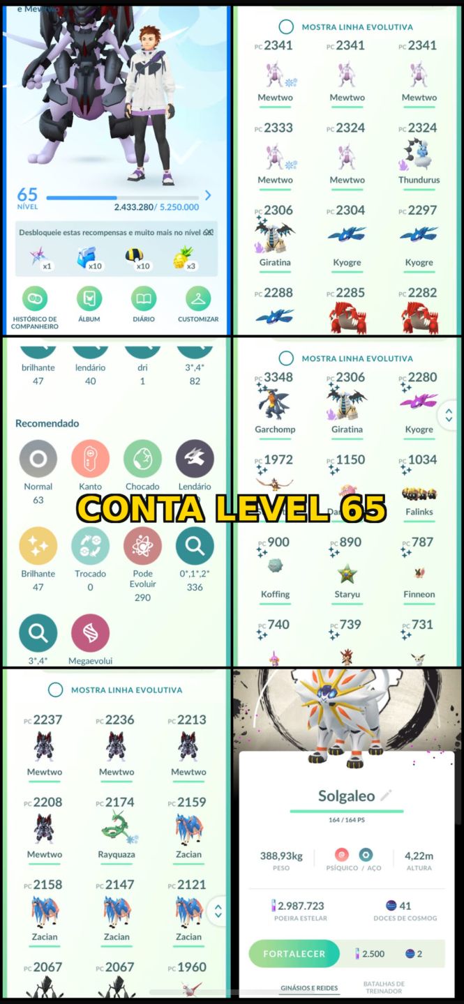 CONTS LEVEL 30+ POKEMON GO + LENDÁRIOS + BRILHANTES