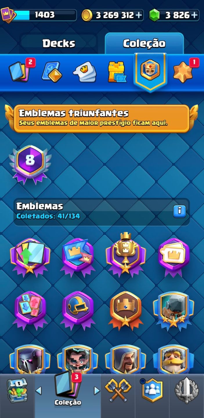 CONTA CLASH ROYALE COM 8 ANOS DE JOGO 9K DE TROFÉUS E 3 MILHÕES DE OURO +BRINDES
