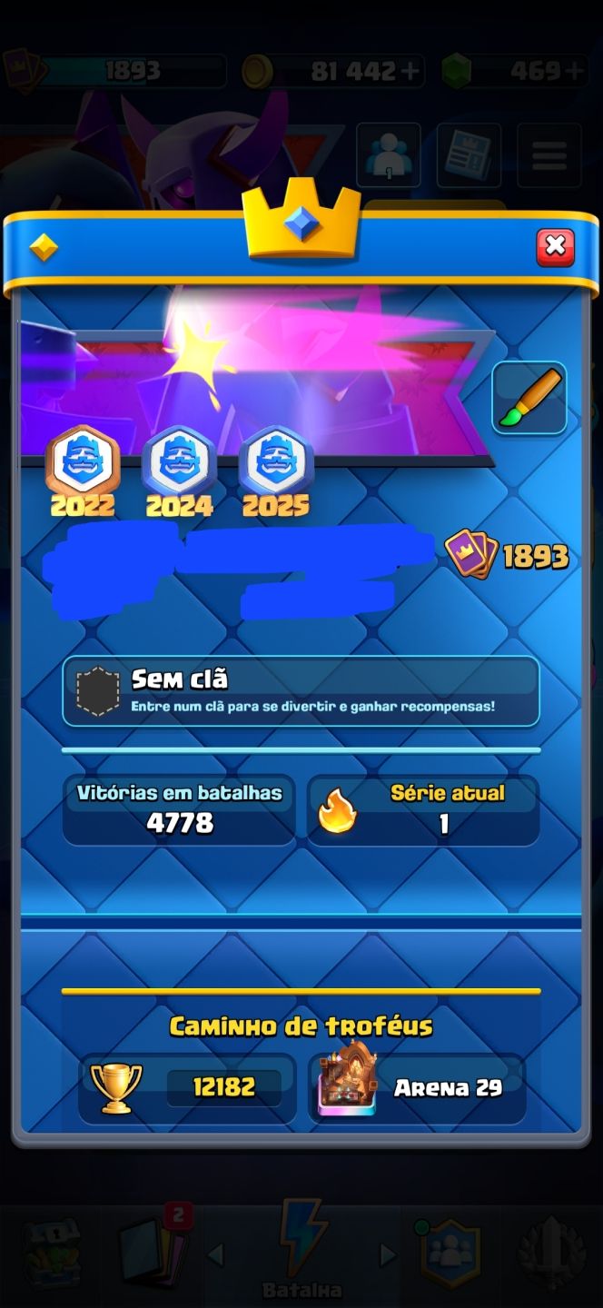 Conta Clash Royale Arena 29 | NV 16 | 27 Evoluções + CRL (22, 24, 25)
