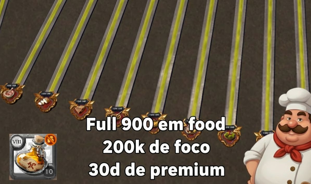 Food 900/900 + 200k foco + PREMIUM 7D