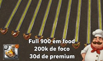 Food 900/900 + 200k foco + PREMIUM 30D - Lucre 650m