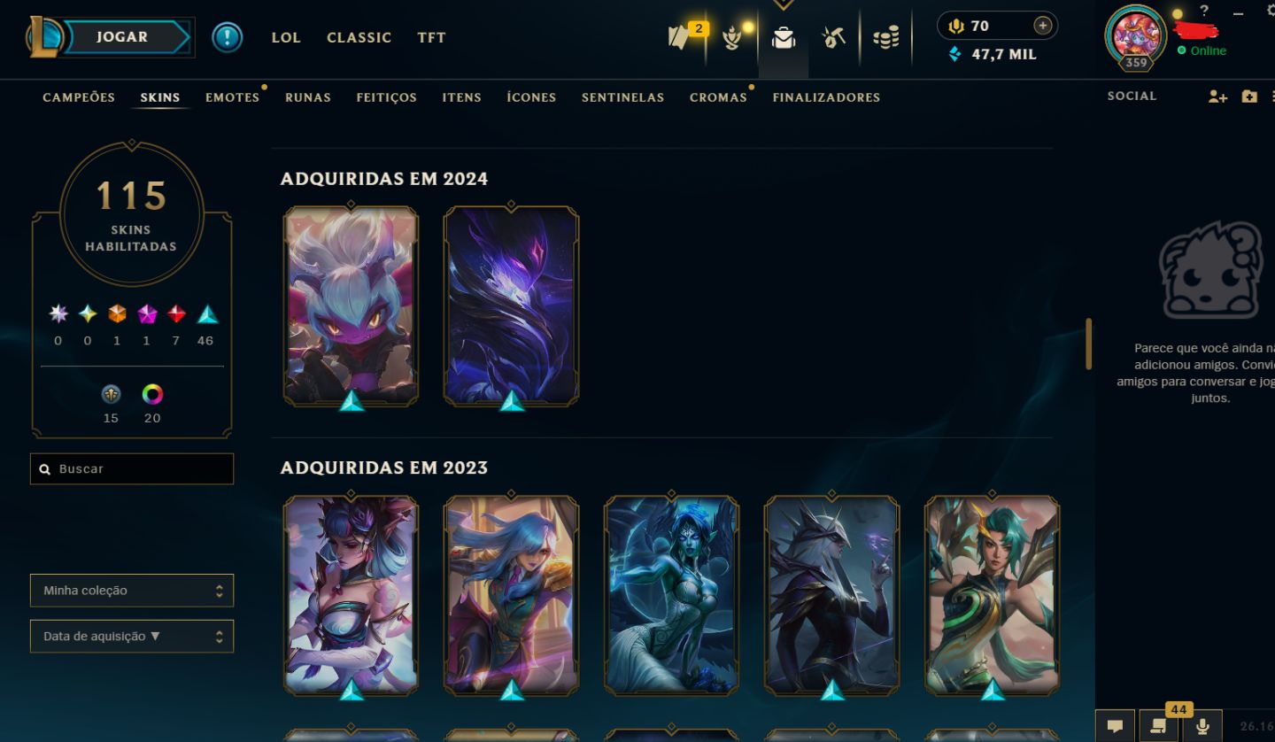 CONTA RIOT PREMIUM: LOL DIAMANTE 4 + CONTA VALORANT BONUS(gratis (2 skins clean)