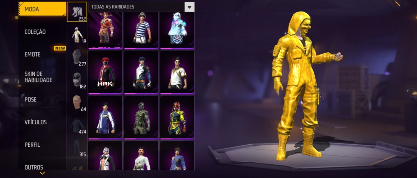 Conta de Free Fire com skins raras