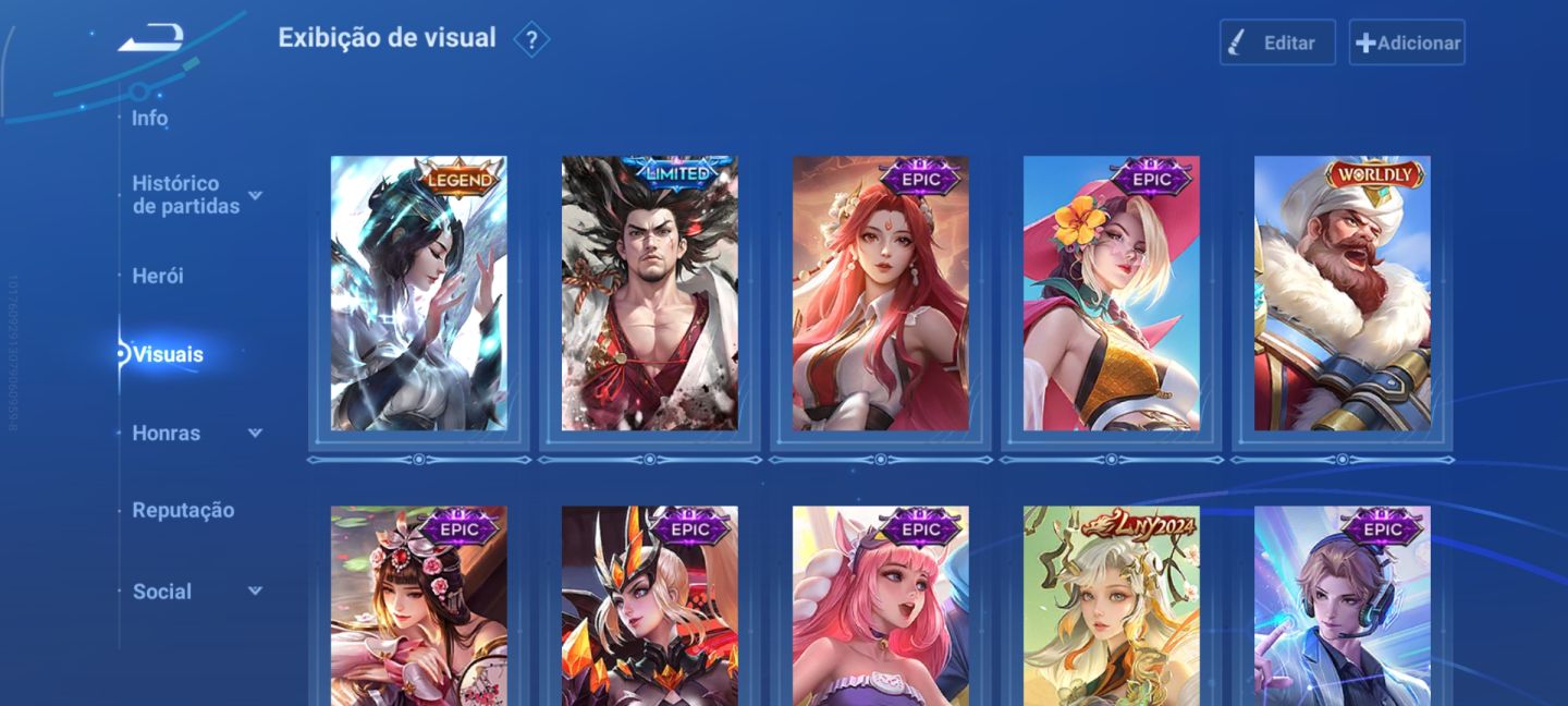 Conta de honor com algumas skins. Sem tempo para jogar
