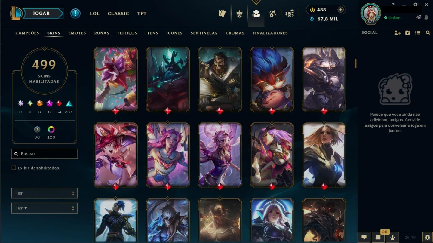 Conta com 501 skins