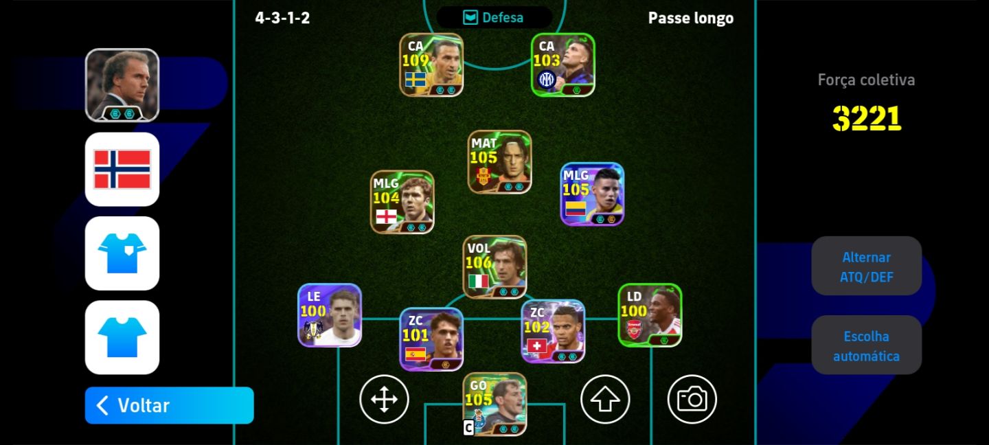 Conta de efootball, Zlatan Ibrahimovi 109, Pirlo 106