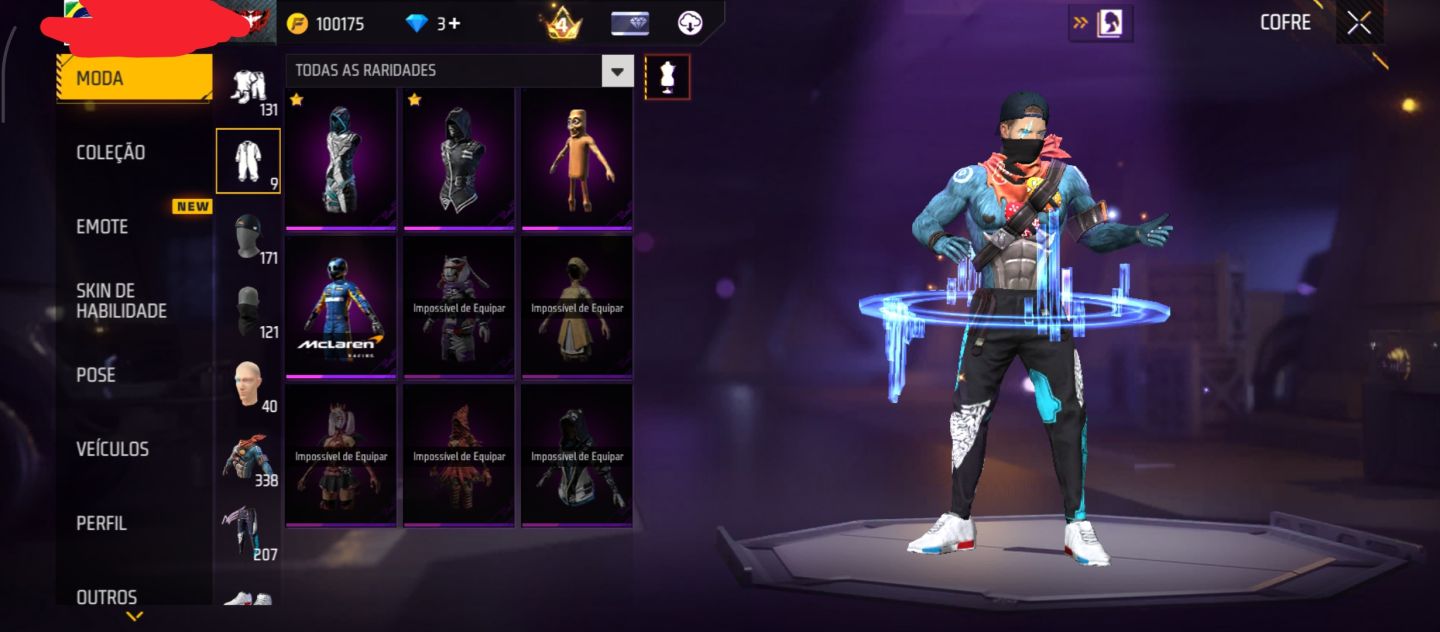 CONTA DE FREE FIRE COM 2 ANGÉLICAL AZUL E VERMELHA