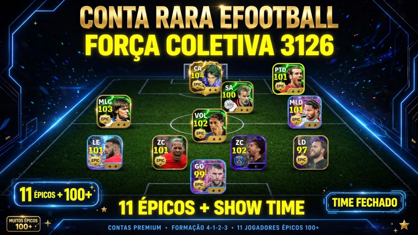 CONTA EFOOTBALL RARA - FORÇA 3126 - 11 ÉPICOS 100+ - BATISTUTA 104 + BALE 101
