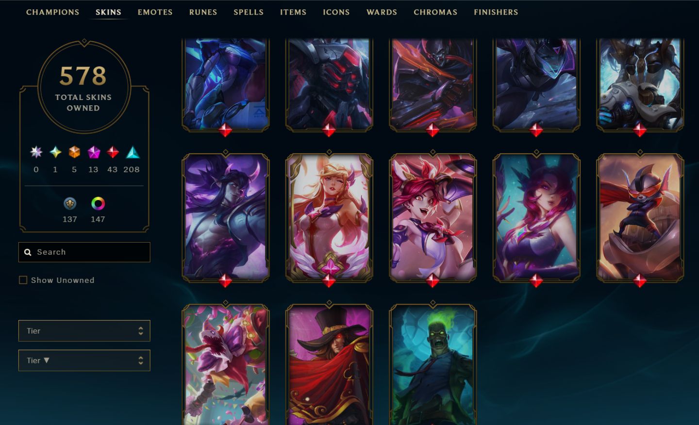CONTA PLAT 3 / LVL 562 / 578 SKINS / 153 CHROMAS