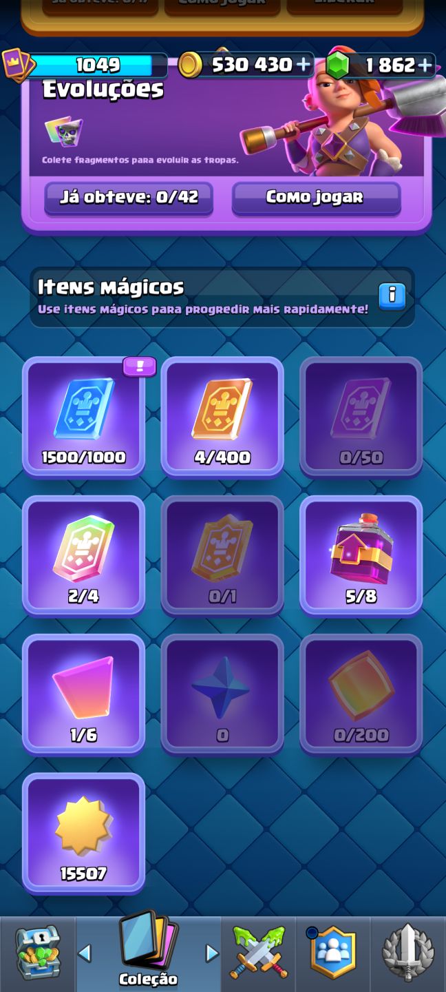 CONTA BRAWL STARS COM SHELLY ESTELAR+CLASH ROYALE