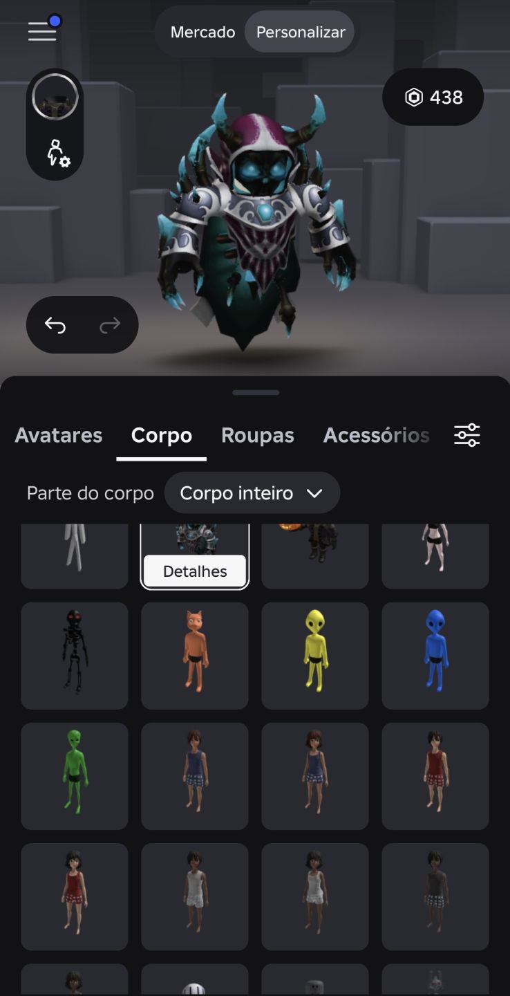 Conta Headless, e Korblox (400k gastos.