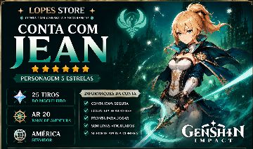 Genshin Impact | Jean 5 | AR 20 | 25 Tiros Padrão | Conta Inicial
