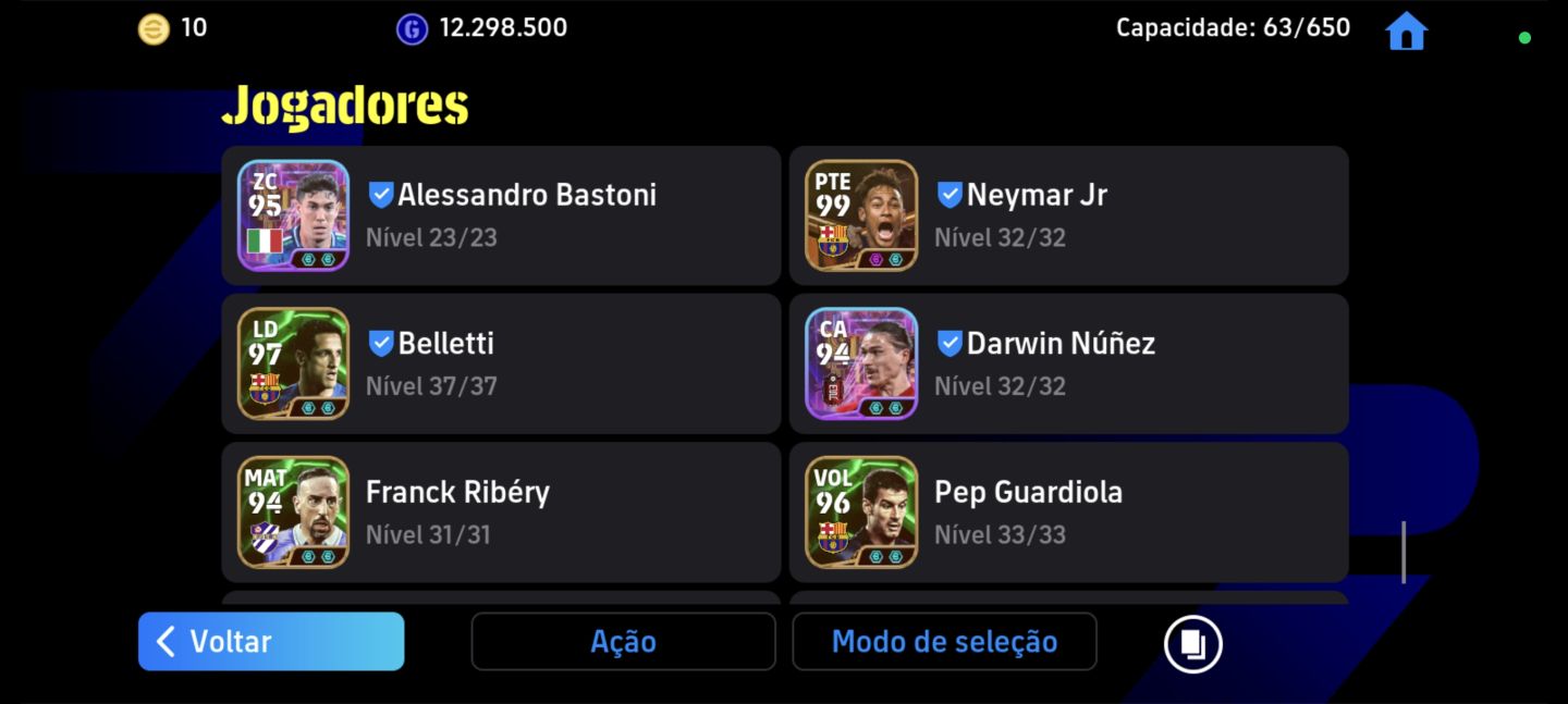 CONTA DE EFOOTBALL MOBILE COM VÁRIOS ÉPICOS