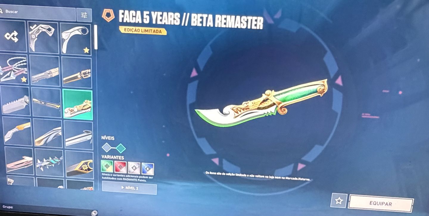 Conta de Valorant! Com skin rara, skichampions, diversas facas, vários passes