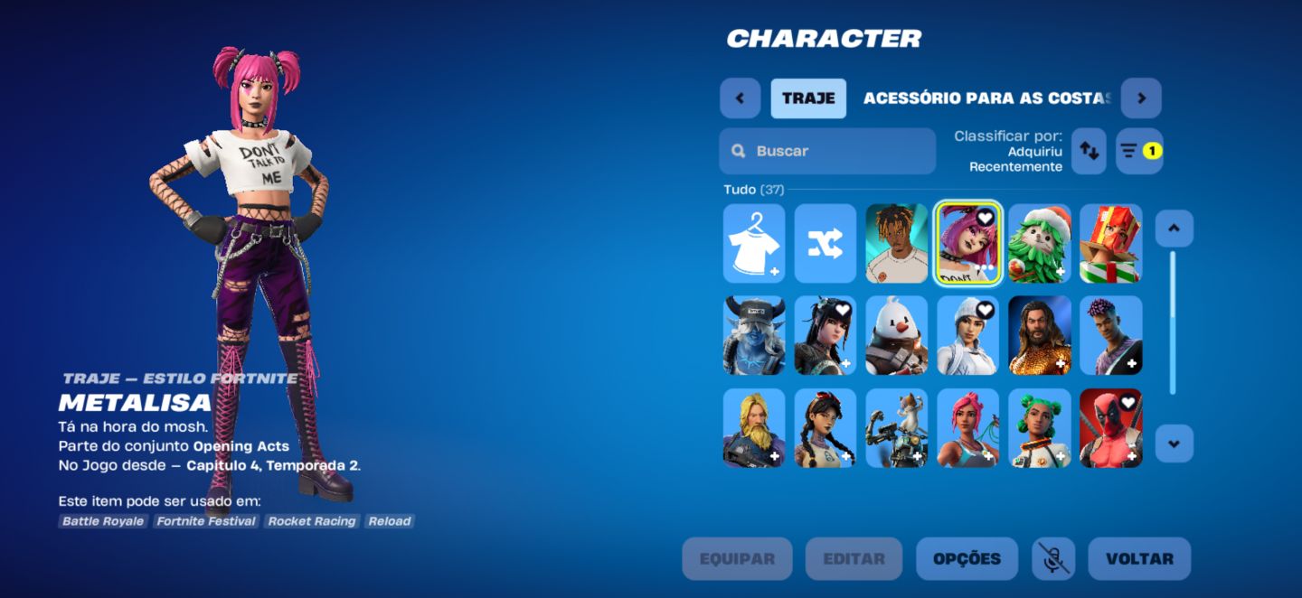 Conta capitulo 2 ,37 skins 350 vbucks , conta muito boa