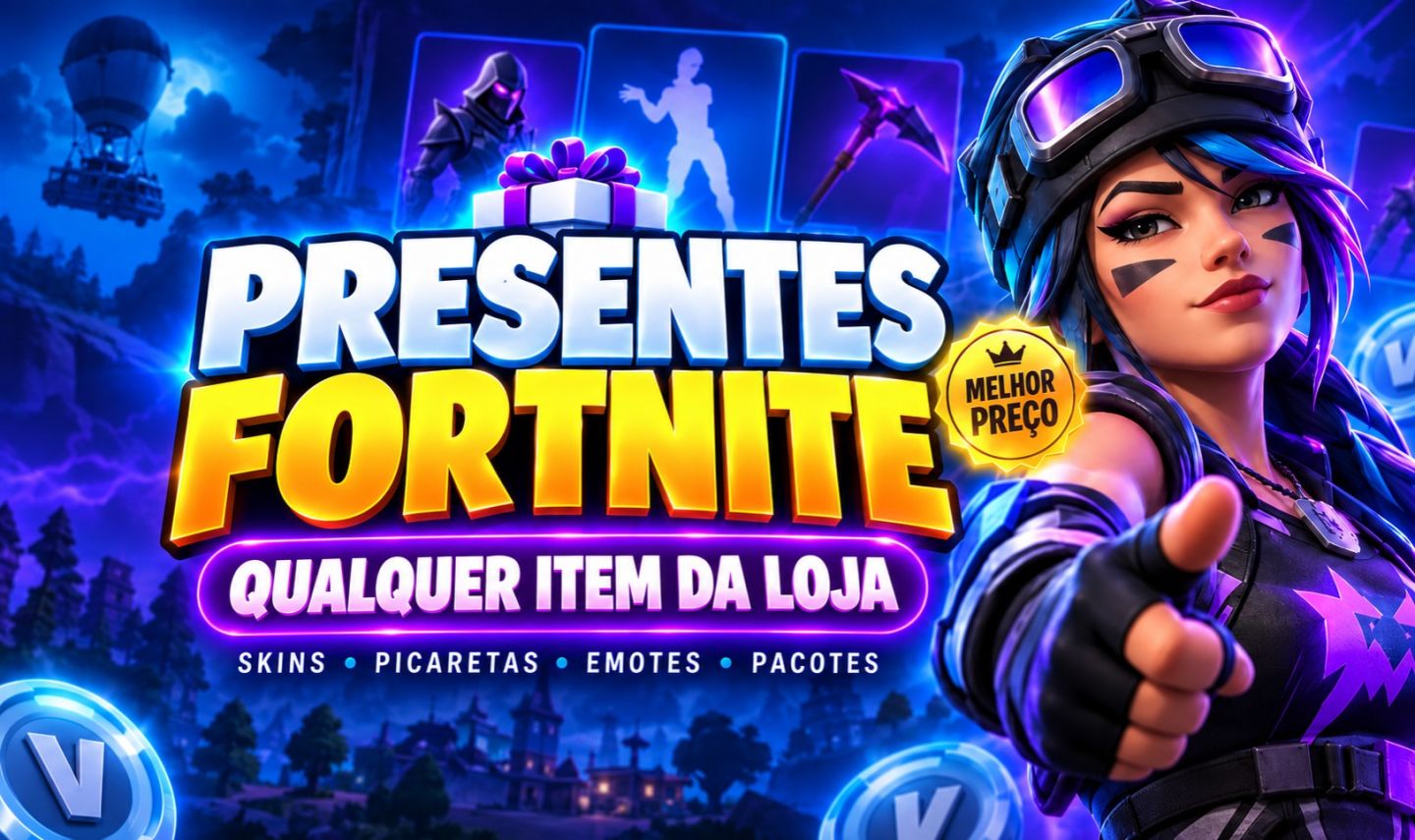 Fortnite V-Bucks via Presente | Skins, Itens da Loja e Bundles - Melhor Preço :)