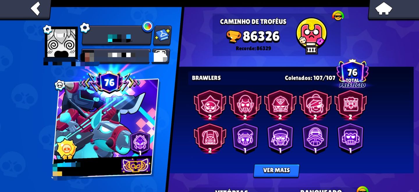 CONTA BRAWL STARS 86K TROFÉUS | MUITAS SKINS | PRO PASS | BRAWL PASS PLUS
