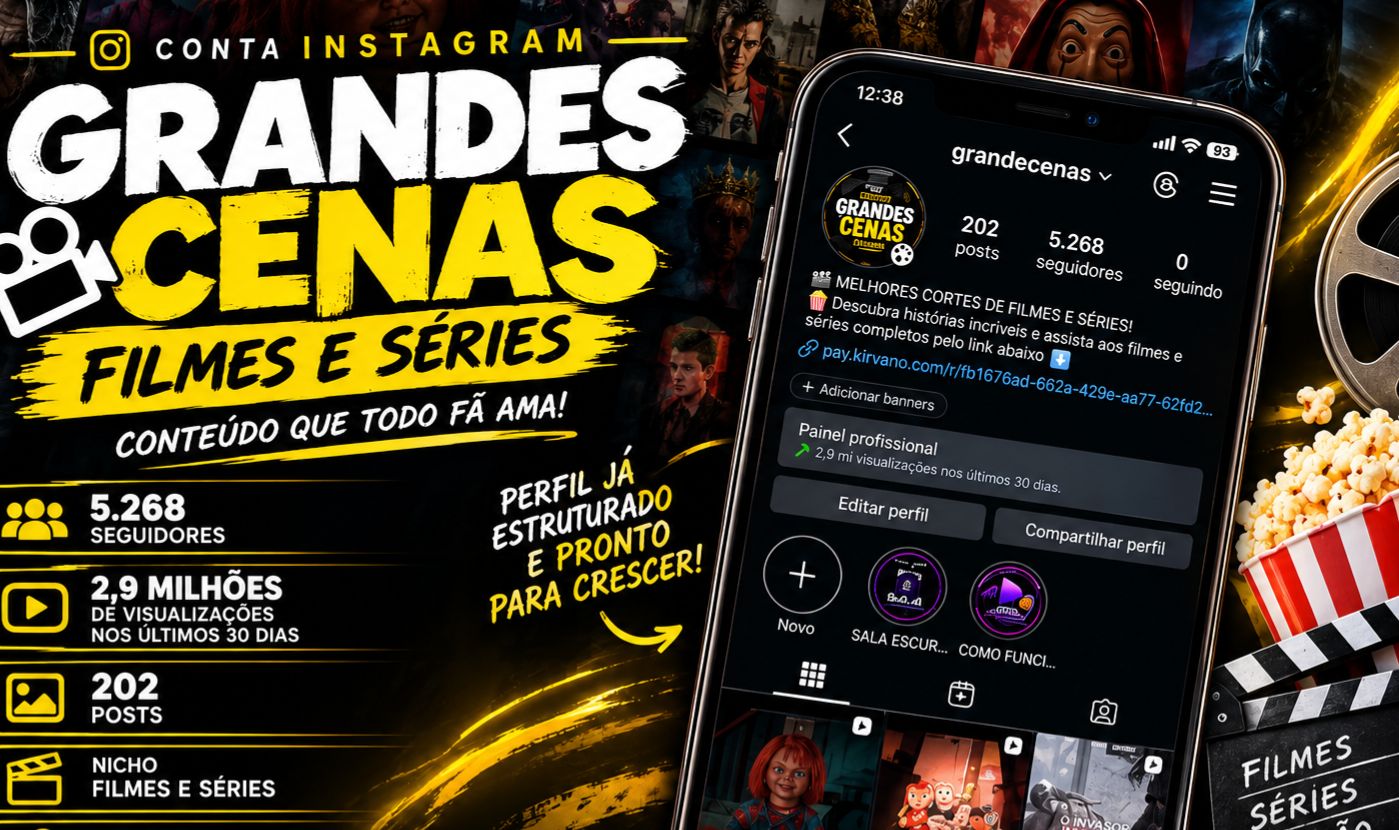Instagram 5,2K Seguidores | 2,9 MILHÕES de Views/30 Dias | Nicho Filmes e Séries