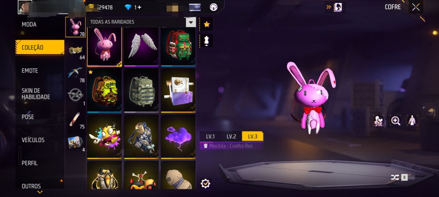 CONTA DE FREE FIRE COM 8 ANOS !/COM BASTANTE SKIN BONITAS, EVOLUTIVAS E RARAS !