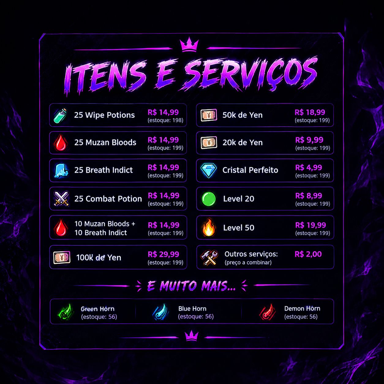 Demon Fall | Itens, Farm, Poções & Melhor Preços !!!