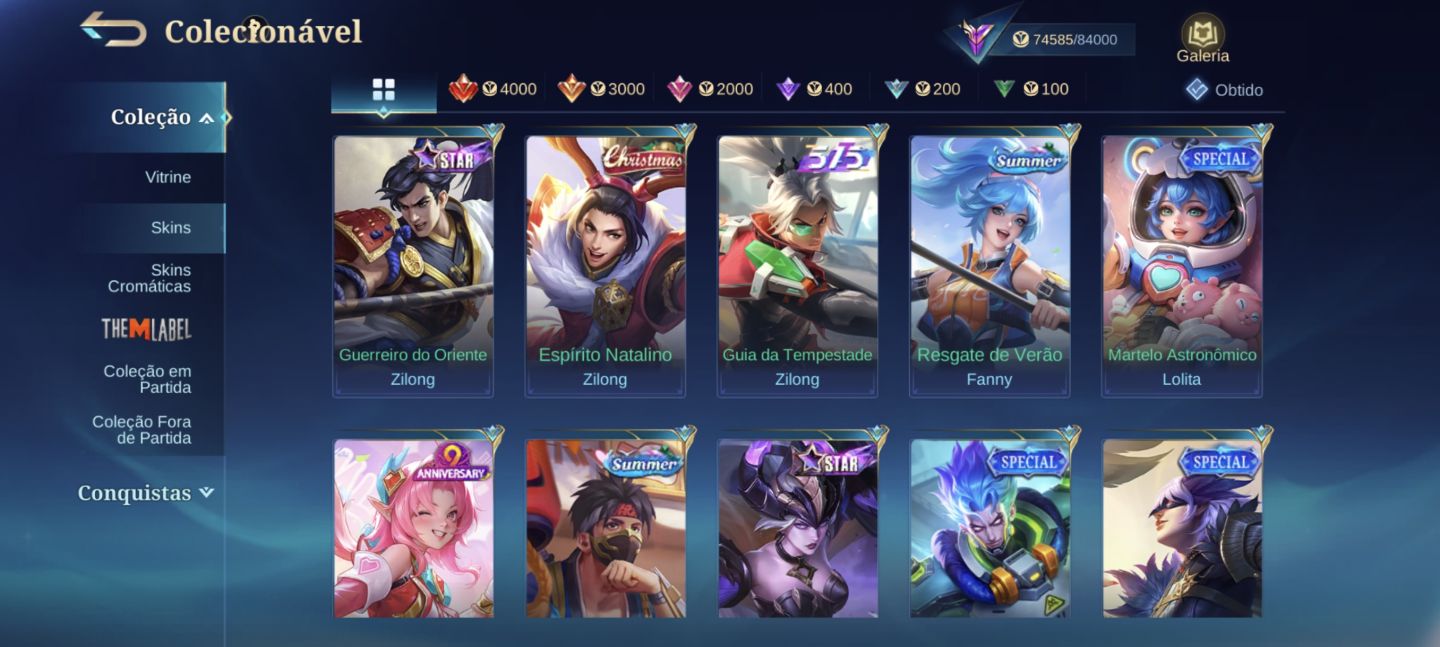[PROMOÇÃO] Conta MLBB 260 Skins | Granger Prime + Minato + KOF + Transformers