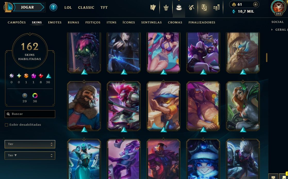 Full Acesso - 162 Skins - Todos Campeões - Level 242 - Season 2