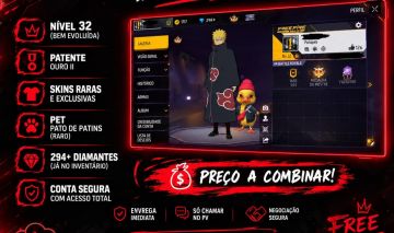 CONTA DE FREE FIRE COM ITACHI E 290 DIAMANTES NA CONTA!