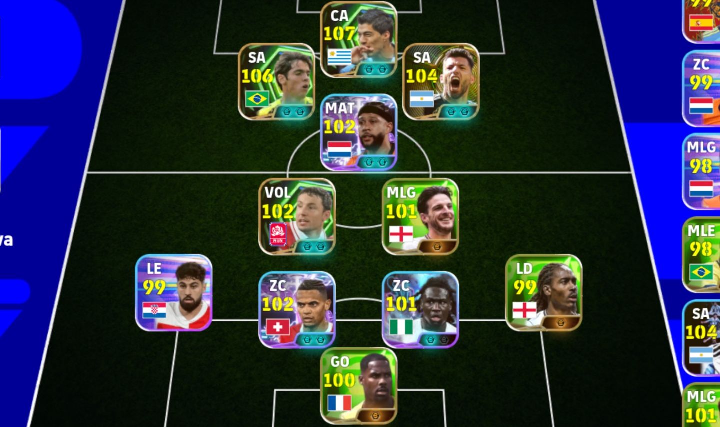 Conta Efootball com Suarez e kaka