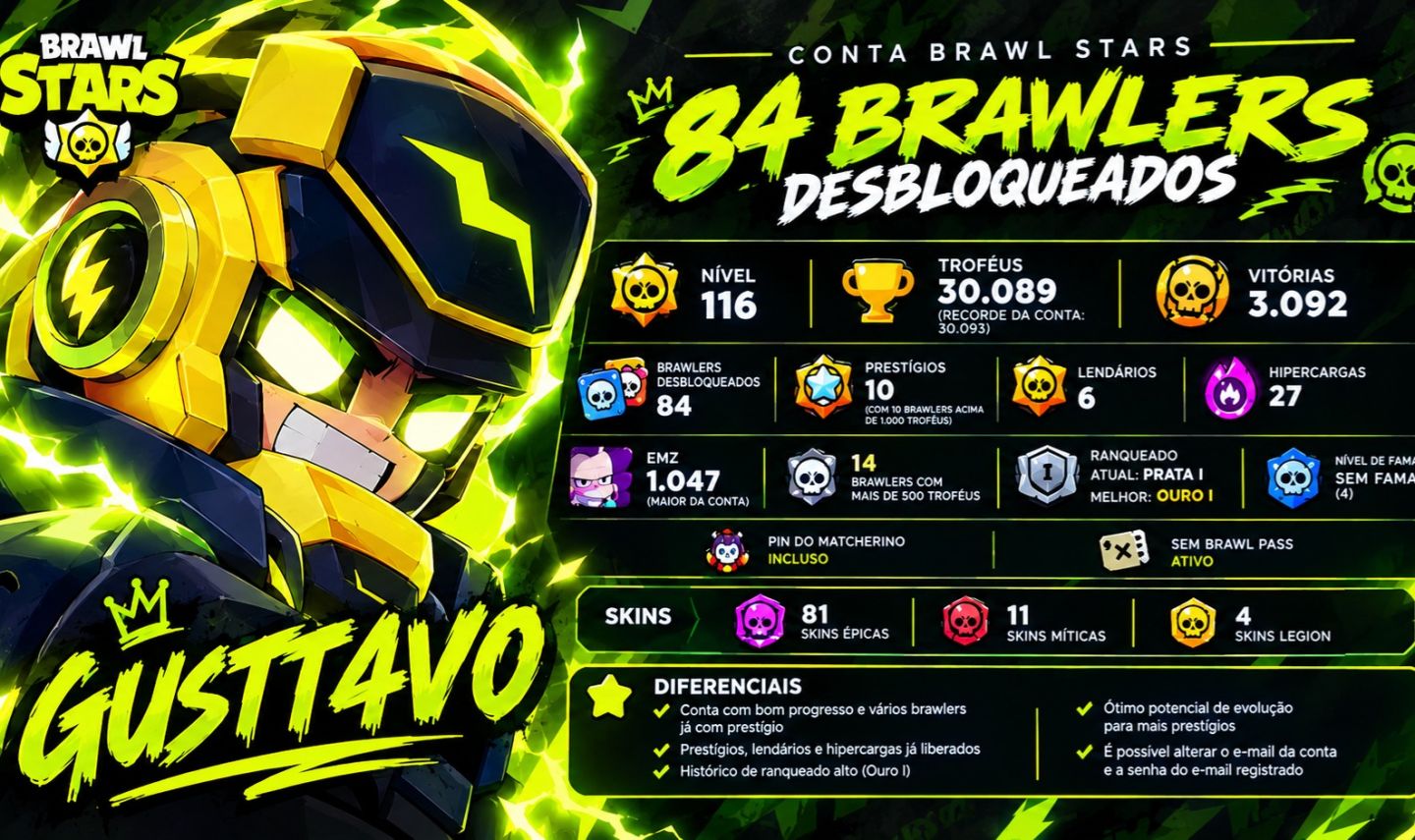 Brawl Stars 30K | 84 Brawlers | 10 Prestígios | 6 Lendários | 27 Hipercargas