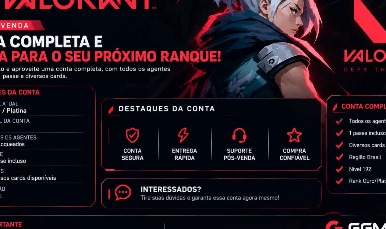 CONTA VALORANT NÍVEL 192 | SKINS PREMIUM | TODOS OS AGENTES