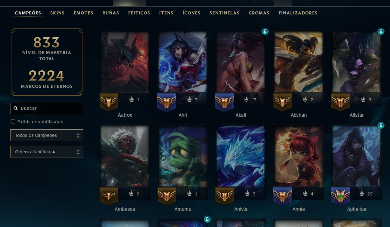 Conta full lol antigo mestre 381 skins