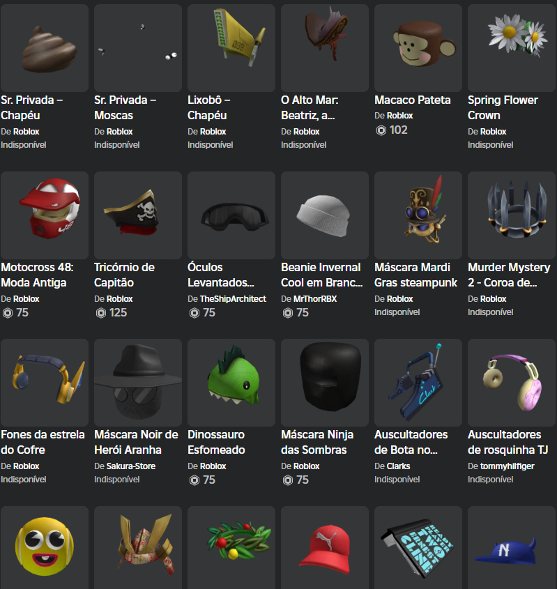 ROBLOX COM VARIOS ITENS EM JOGOS DIFERENTES E CAMISA DE 17K+