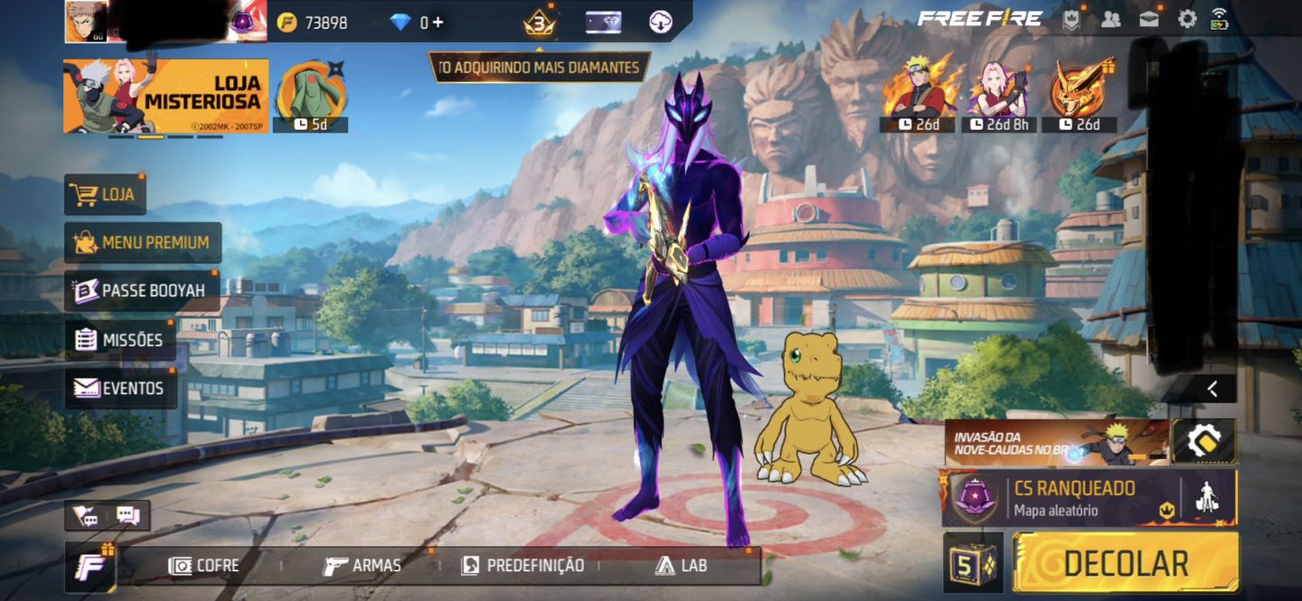 CONTA FREE FIRE LV60 CALÇAS ANGELICAIS E MAIS