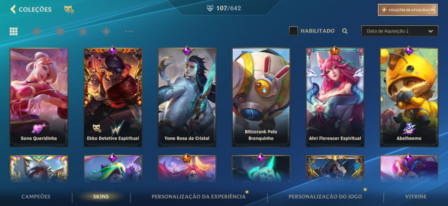Conta main Evelyn, zoe e ahri com quase todas da seraphine