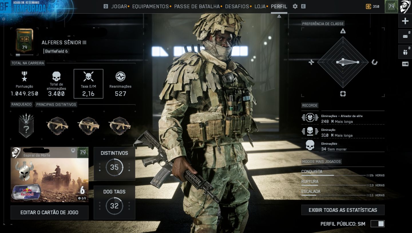 CONTA UNICA DE BF6 + BF4 ( com complementos E DLCS e patentes superiores a 50+)