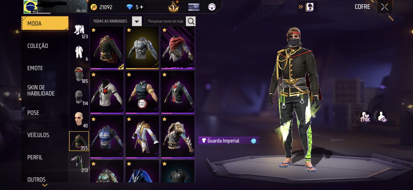 Conta Free Fire Angelical Verde - Skins Antigas - Muito top