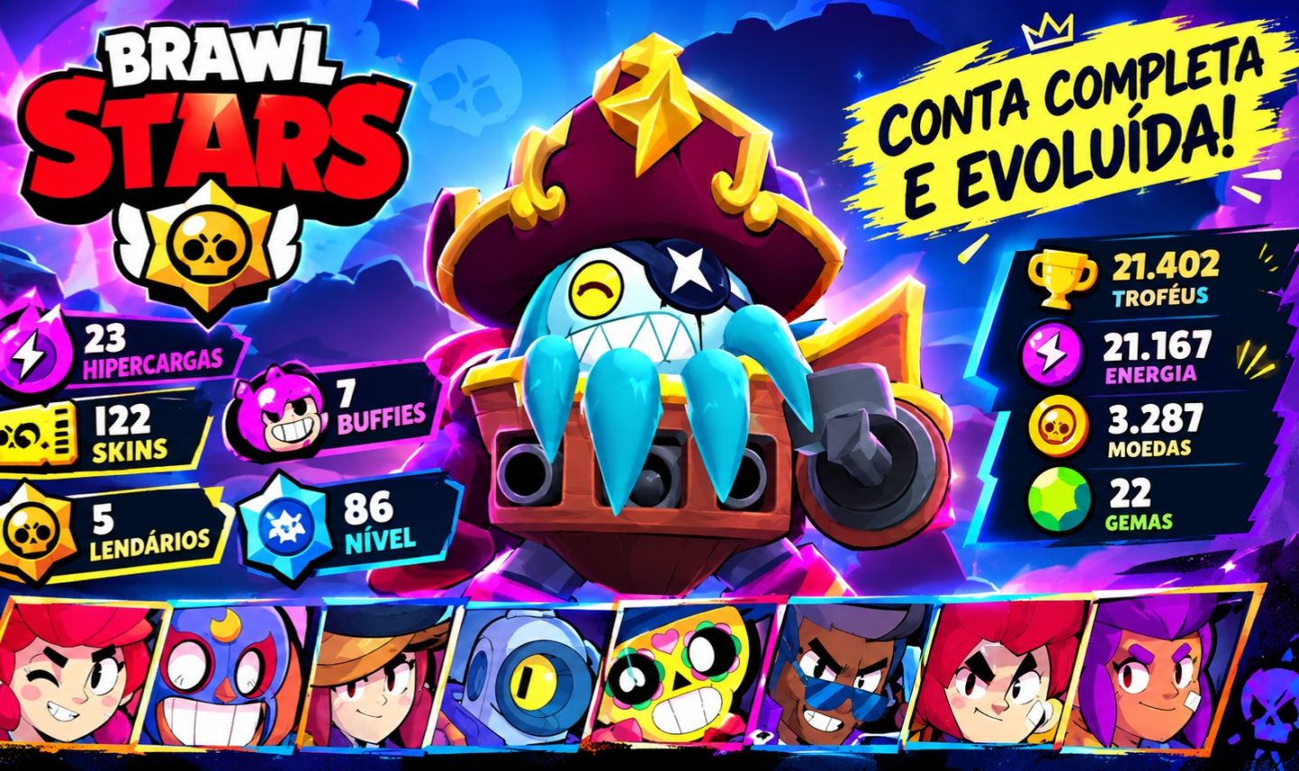 BRAWL STARS | 122 SKINS | 23 HIPERCARGAS | 7 BUFFIES | 21K TROFÉUS