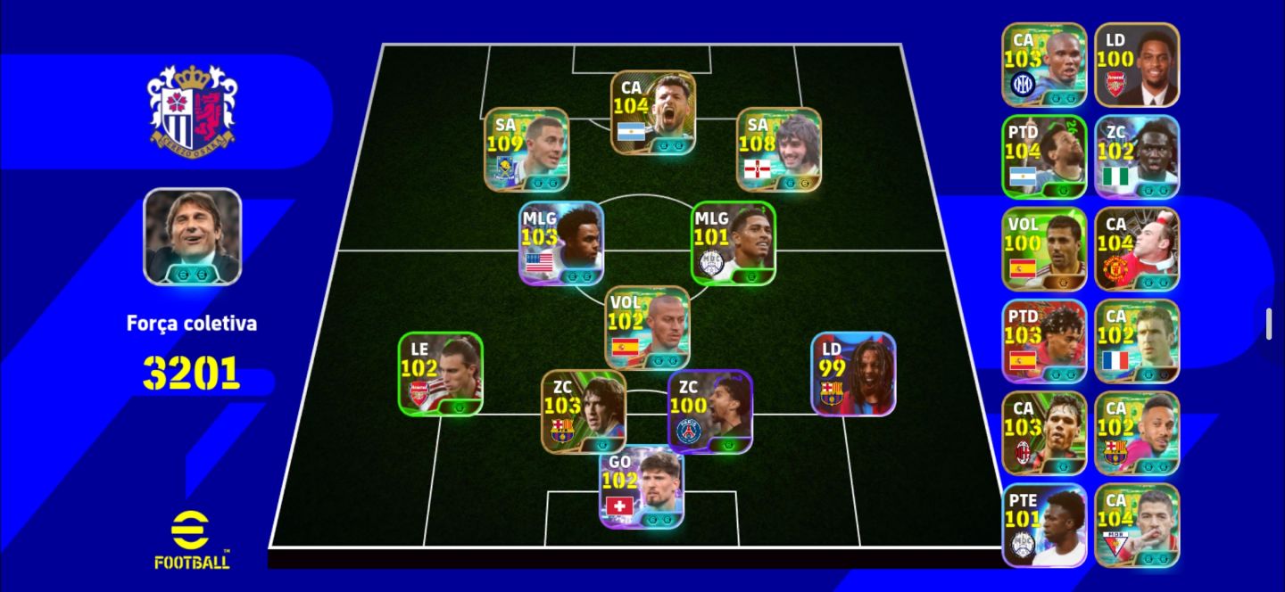 CONTA eFOOTBALL MOBILE 3201 DE FORÇA COLETIVA | CRAQUES 100+ | TIME FORTE