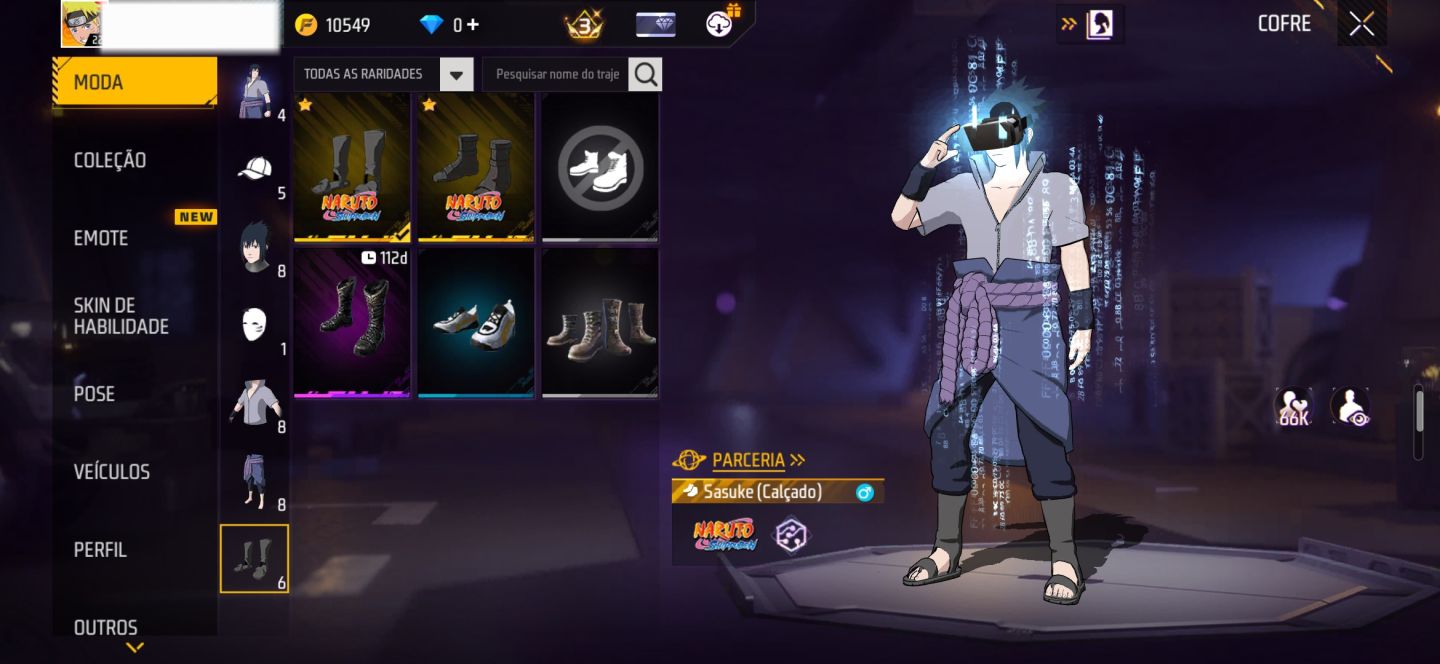 CONTA BOT DE FF COM NARUTO E SASUKE