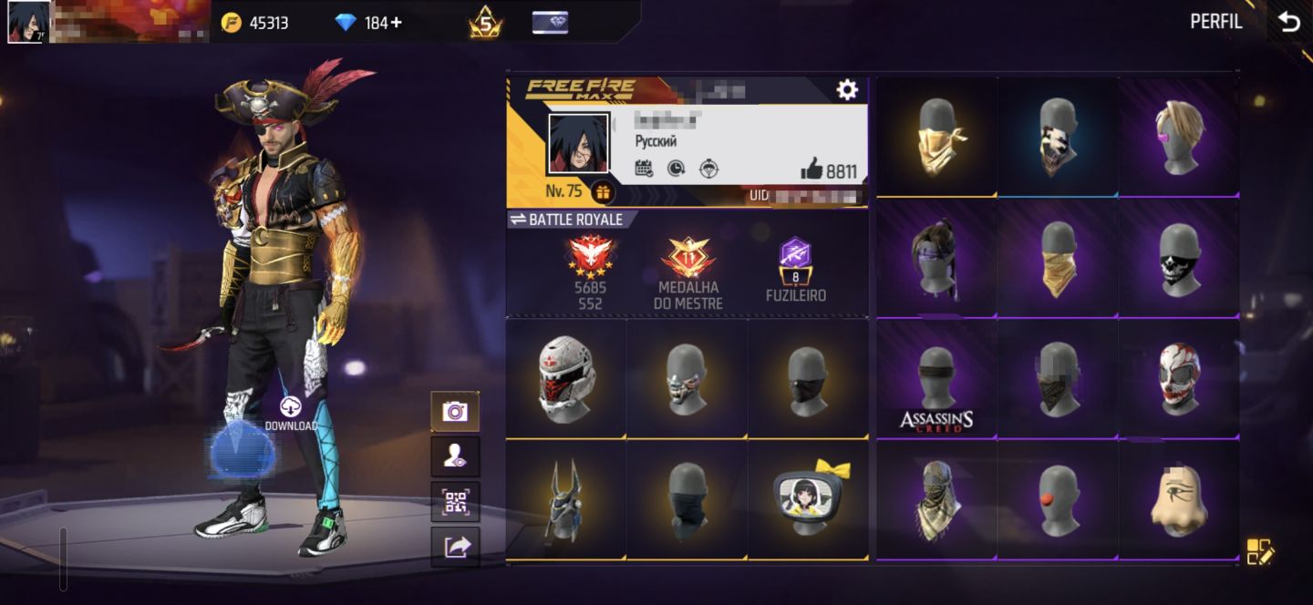 Conta de freefire antiga, gemada lvl 75 full acesso
