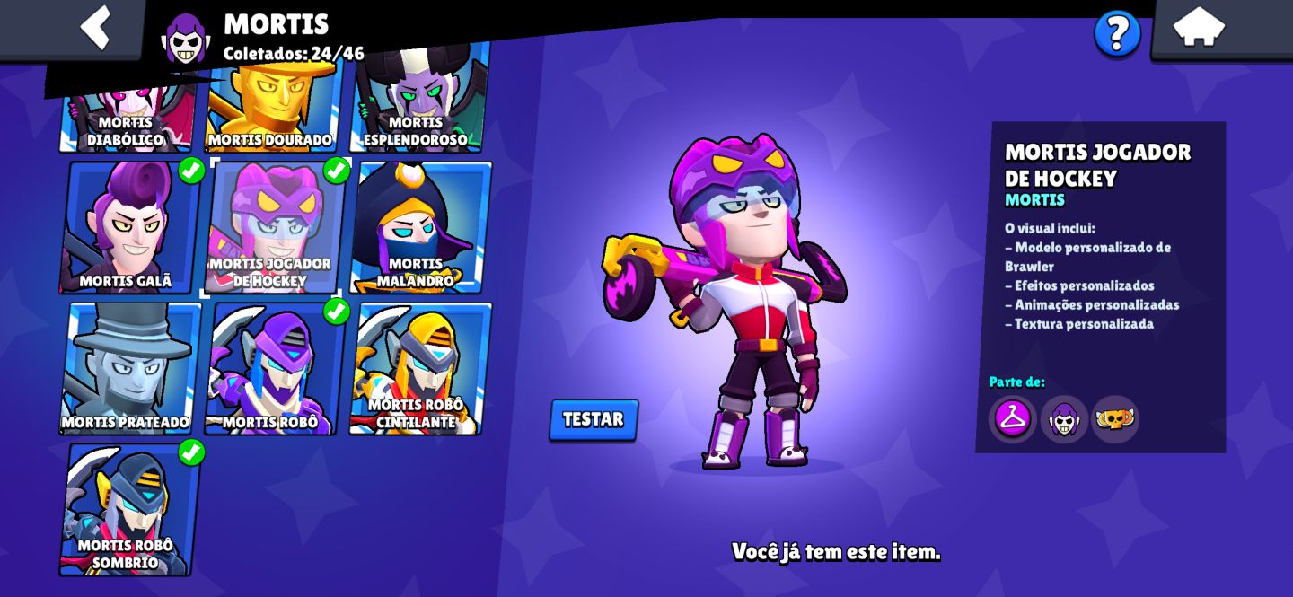 Conta Brawl Stars Antiga com Skins raras, mortis hockey