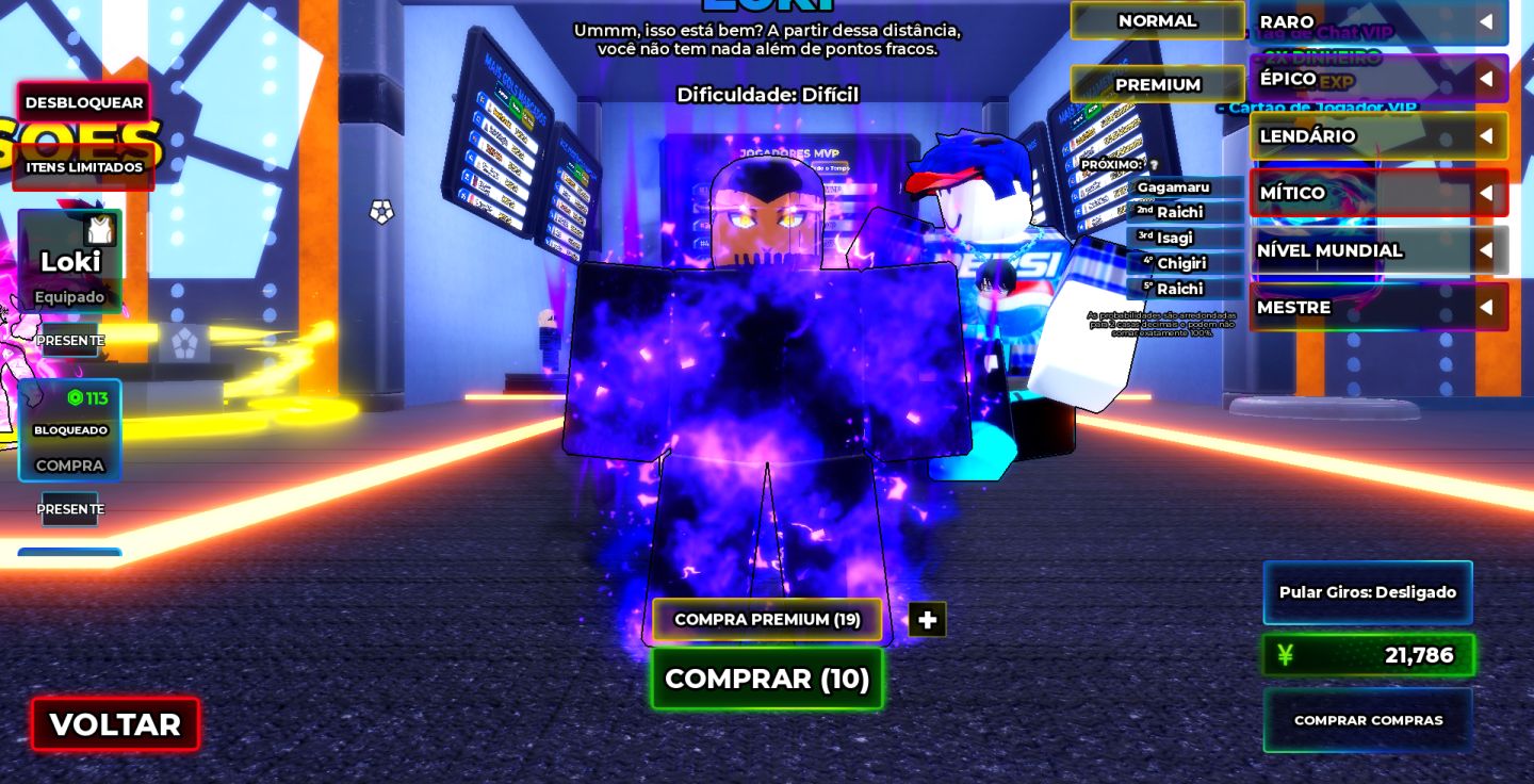 CONTA BLUE LOCK RIVALS LOKI,ACESSORIOS RAROS E SKIN